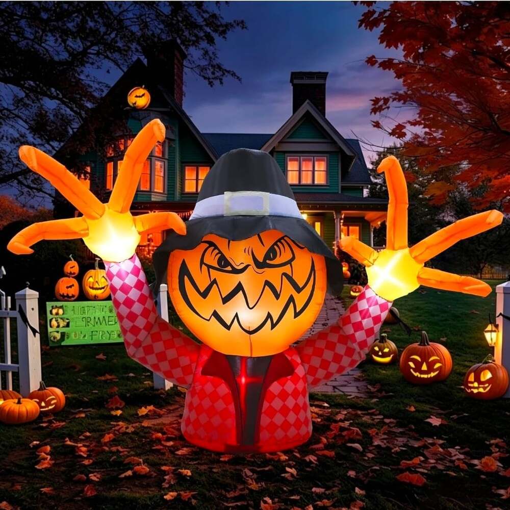 7 FT Halloween Inflatable Pumpkin Ghost Outdoor Decoration with LED Lights